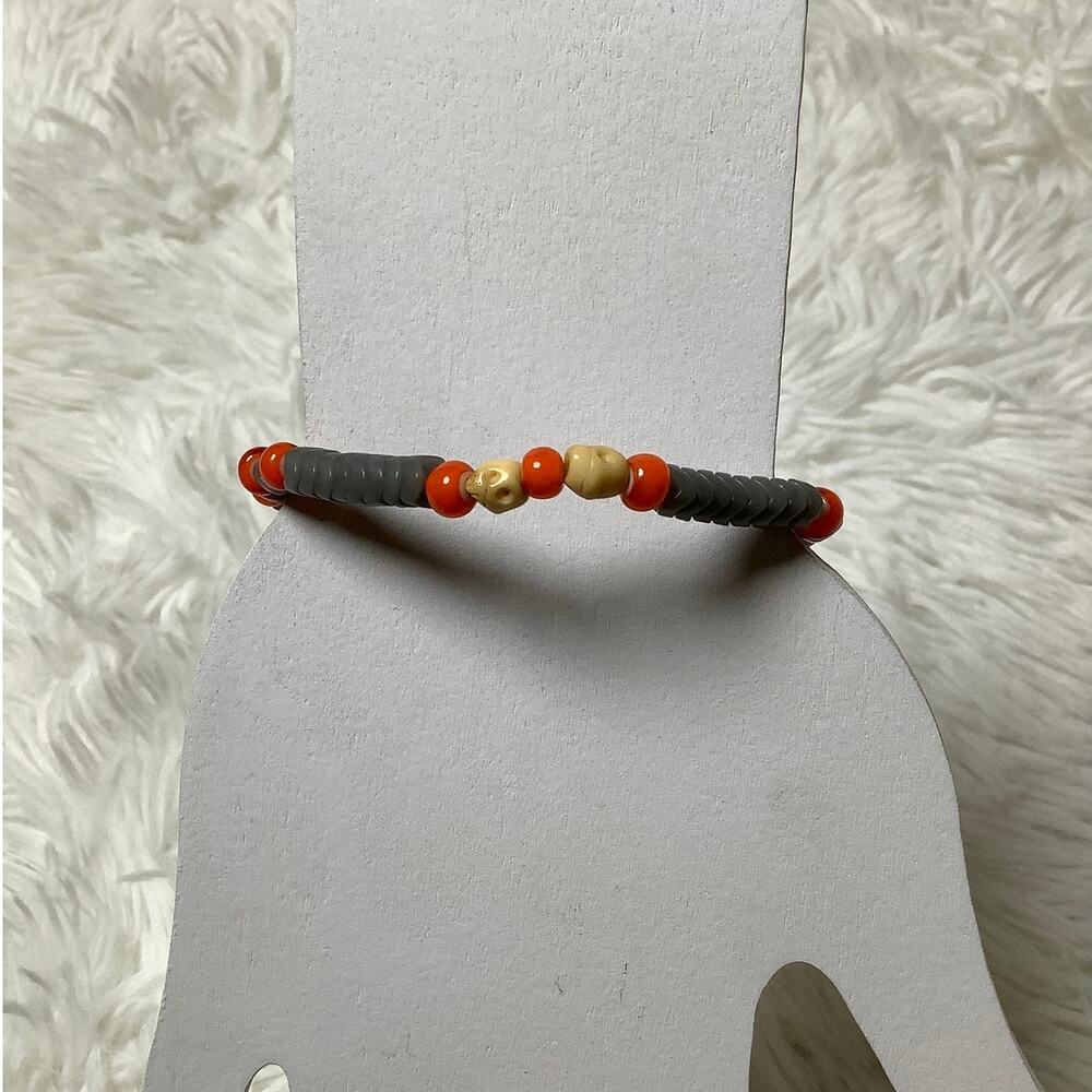 Chan Luu Gray Orange Beaded Tassel Wrap Bracelet Handmade Boho Artisan C2-13
